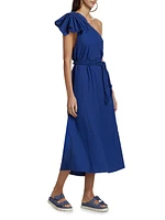 Leaf One-Shoulder Midi Dress