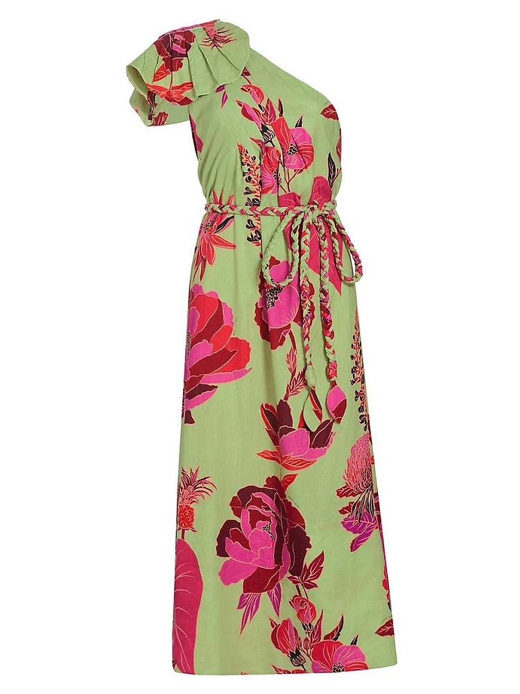 Fresh Garden One-Shoulder Midi Dress