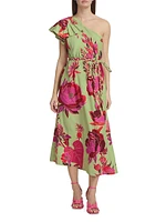 Fresh Garden One-Shoulder Midi Dress