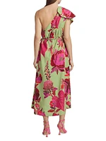 Fresh Garden One-Shoulder Midi Dress