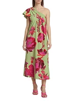 Fresh Garden One-Shoulder Midi Dress