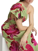 Fresh Garden One-Shoulder Midi Dress