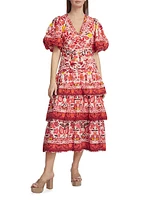 Romantic Orchard Tiered Midi-Dress