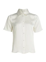 Take Me Seriously Satin Button-Front Shirt