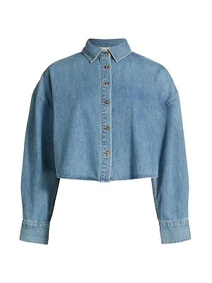 Boyfriend Denim Crop Shirt