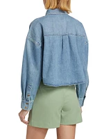 Boyfriend Denim Crop Shirt