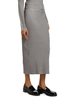 Willow Silk & Cotton Rib-Knit Midi-Skirt