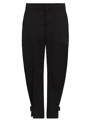 Cotton Twill Tapered Crop Pants