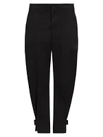 Cotton Twill Tapered Crop Pants