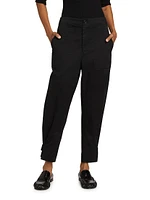 Cotton Twill Tapered Crop Pants