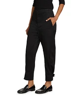 Cotton Twill Tapered Crop Pants