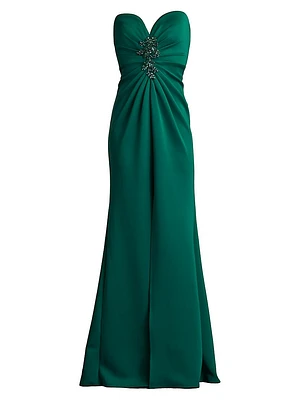 Sweetheart Slit-Front Gown