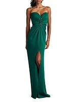 Sweetheart Slit-Front Gown