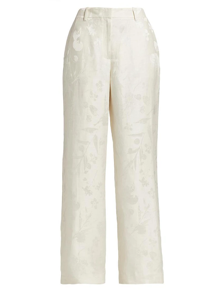 Pebble Gates Wide-Leg Jacquard Pants