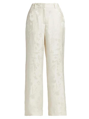 Pebble Gates Wide-Leg Jacquard Pants