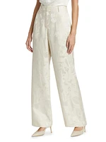 Pebble Gates Wide-Leg Jacquard Pants