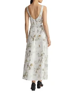 Printed Silk & Linen-Blend Midi-Dress