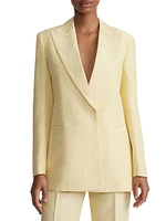 Single-Breasted Linen-Blend Blazer