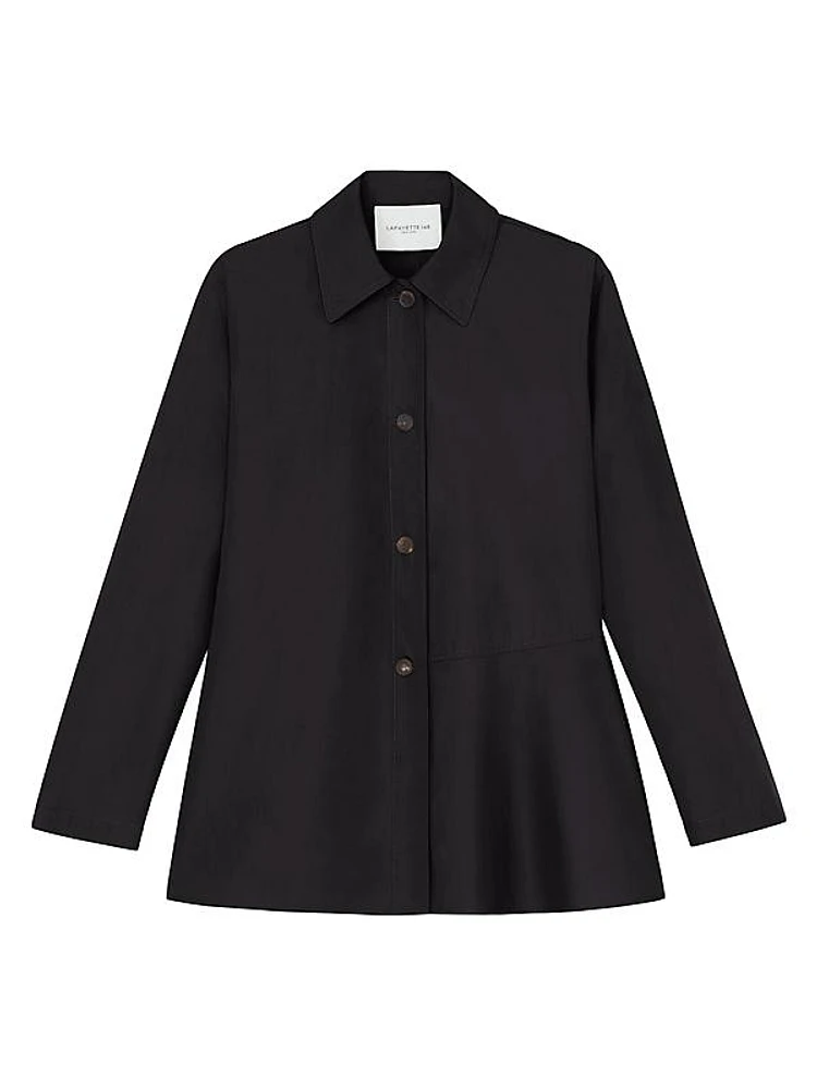 Flounced Cotton Shirt Jacket