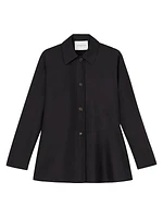 Flounced Cotton Shirt Jacket