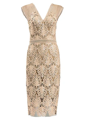 Sequined Lace Midi Dress