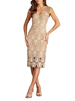 Sequined Lace Midi Dress