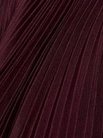 Pamela Silk Pleated Cape Maxi Dress