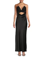 Maxxy Satin Slip Cut-Out Maxi Dress