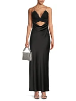 Maxxy Satin Slip Cut-Out Maxi Dress