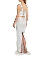 Maraya Blanc Rhinestone Corset Top