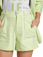 Sanam Twill Colorblocked Shorts