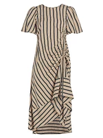 Elin Striped Asymmetric Midi-Dress