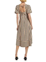 Elin Striped Asymmetric Midi-Dress