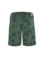 Garonne Sea-Turtle-Print Stretch-Denim Shorts