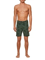 Garonne Sea-Turtle-Print Stretch-Denim Shorts