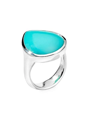 Polished Rock Candy Ondine Sculptured Teardrop Sterling Silver & Turquoise Ring