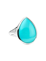 Polished Rock Candy Ondine Sculptured Teardrop Sterling Silver & Turquoise Ring