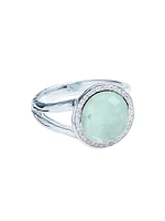 Lollipop® Mini Lollipop Sterling Silver, 0.14 TCW Diamond, Amazonite, Rock Crystal & Mother-Of-Pearl Triplet Ring