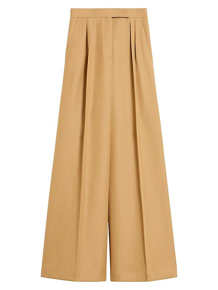 Corte Pleated Cotton Wide-Leg Pants