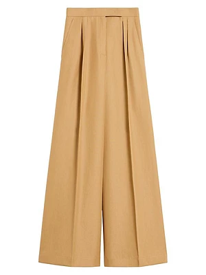 Corte Pleated Cotton Wide-Leg Pants