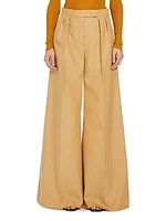 Corte Pleated Cotton Wide-Leg Pants