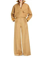 Corte Pleated Cotton Wide-Leg Pants