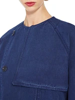 Denim Double-Breasted Trench Overcoat