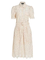 Claudia Belted Lace Midi-Dress