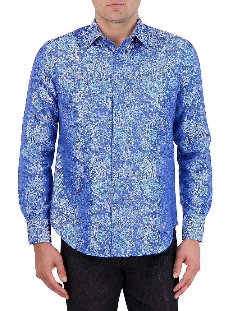 Floral Brocade Silk-Blend Shirt