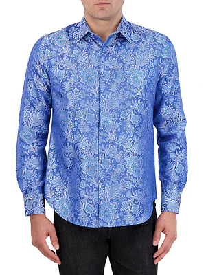 Floral Brocade Silk-Blend Shirt