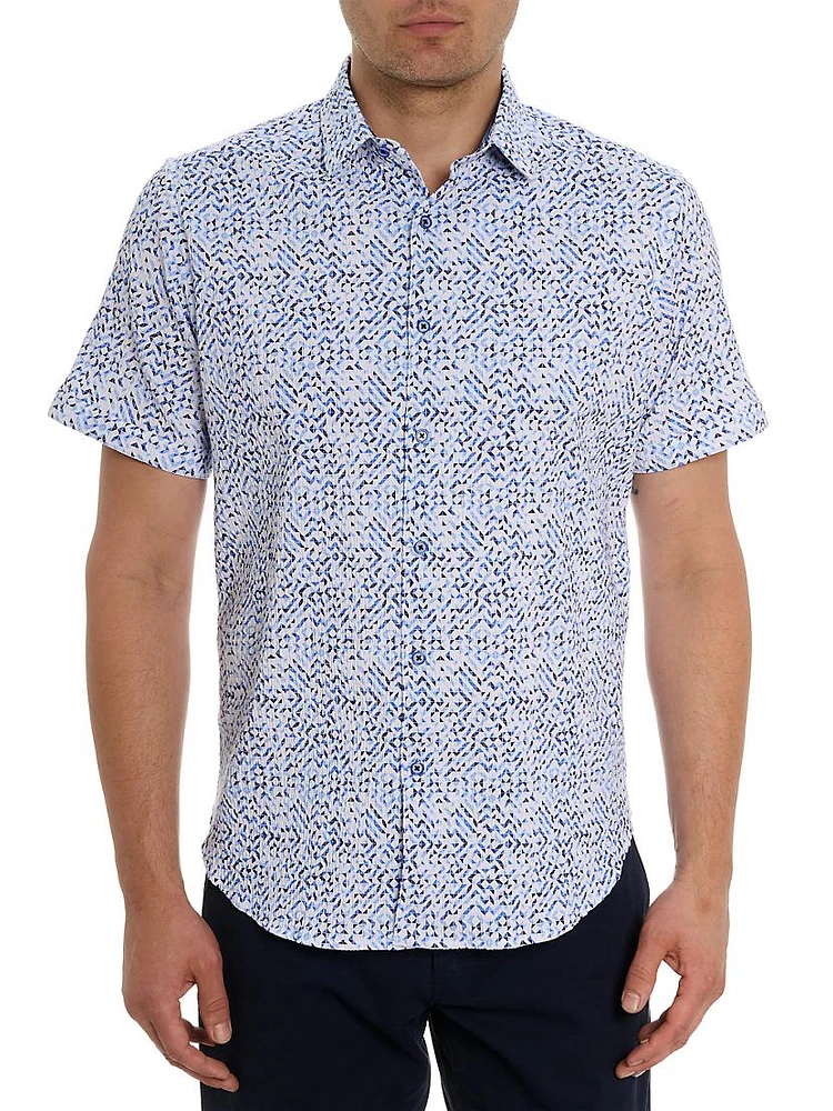 Cyprus Geometric Seersucker Button-Front Shirt