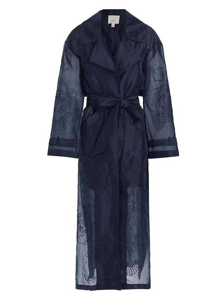 Jayla Embroidered Organza Trench Coat