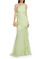 Kaleb Ruffled Silk Chiffon Gown