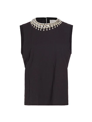 Brielle Imitation Pearl-Necklace Sleeveless Top